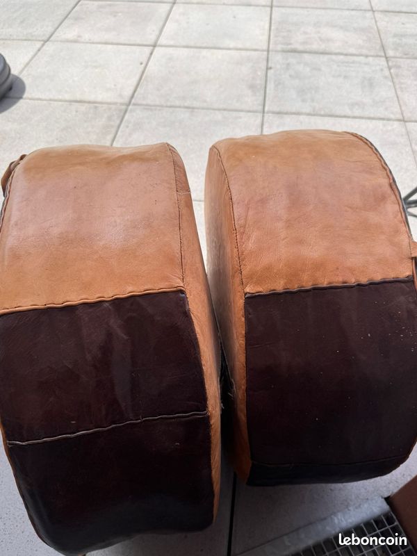 Lot de 2 poufs marocains en cuir (image 2)