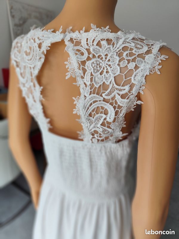 NEUVE Robe de mariée bohème mousseline et dentelle 44 (image 11)