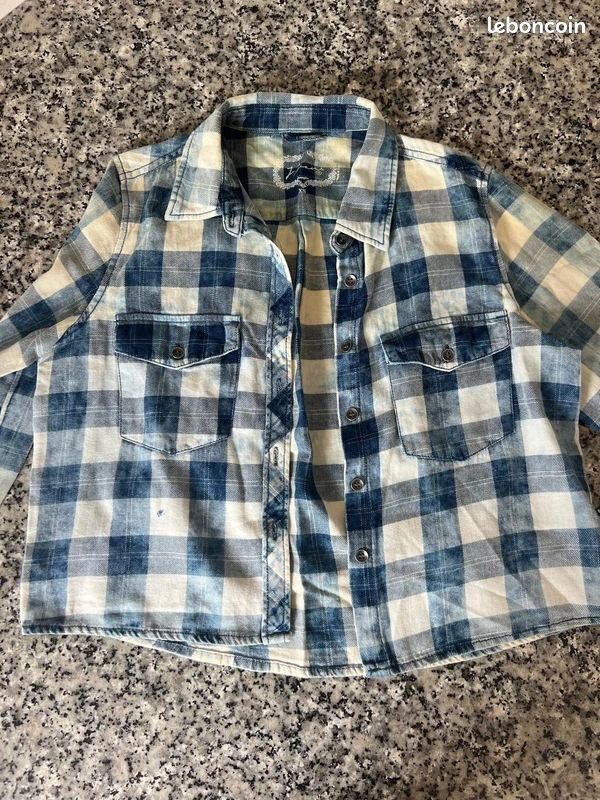 Chemise à carreaux bleus et blancs, marque Jennyfer, taille XS