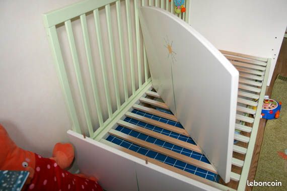 Lit évolutif de Lit bébé à barreaux à lit enfant avec matelas Bamboo + barrière de sécurité (image 7)