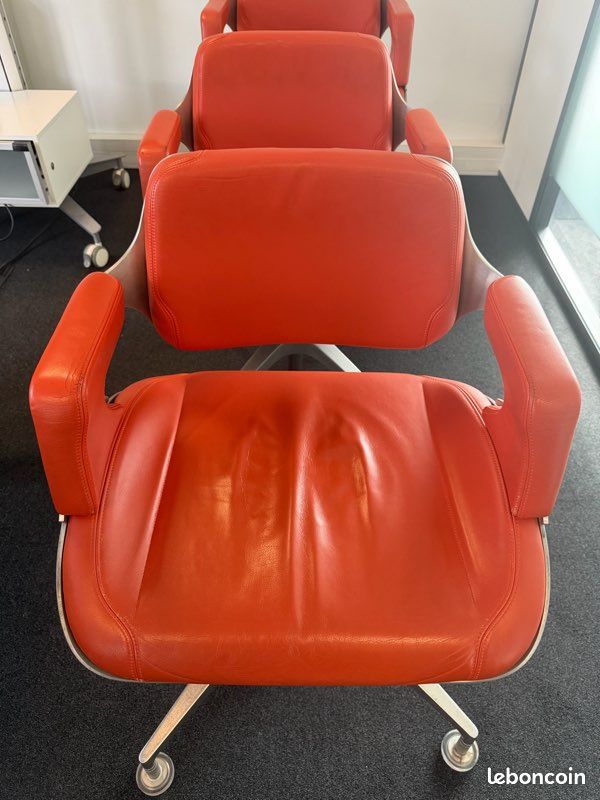 Lot de 5 chaises design Interstuhl – cuir orange – Made in Germany (image 3)
