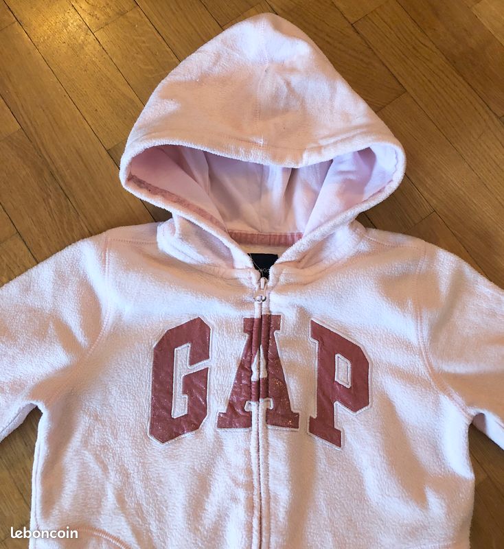 Pull à Capuche Polaire GAP Rose - Fille 10-11 Ans - État Parfait - Coton/Polyester