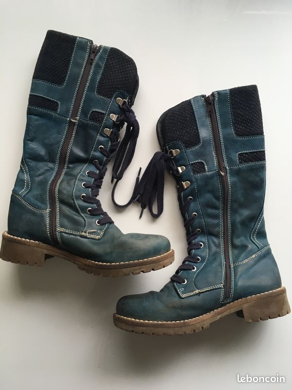 Bottes en cuir bleu - emacao (image 2)