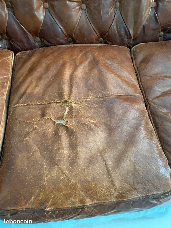 Canapé Chesterfield 3 place cuir (image 6)