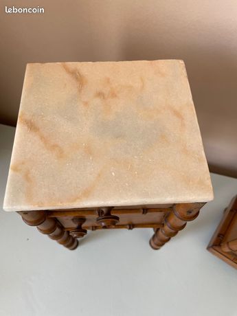 Lot Commode Et Table De Nuit De Poupée En Pitchpin - Facon Bambou - Jouet Vintage