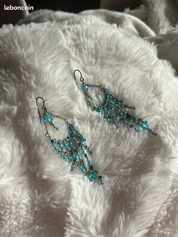 Boucles d’oreilles pendantes turquoise (image 2)