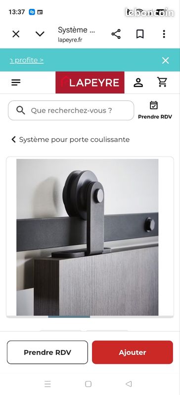 Système porte coulissante Lapeyre noir (image 2)