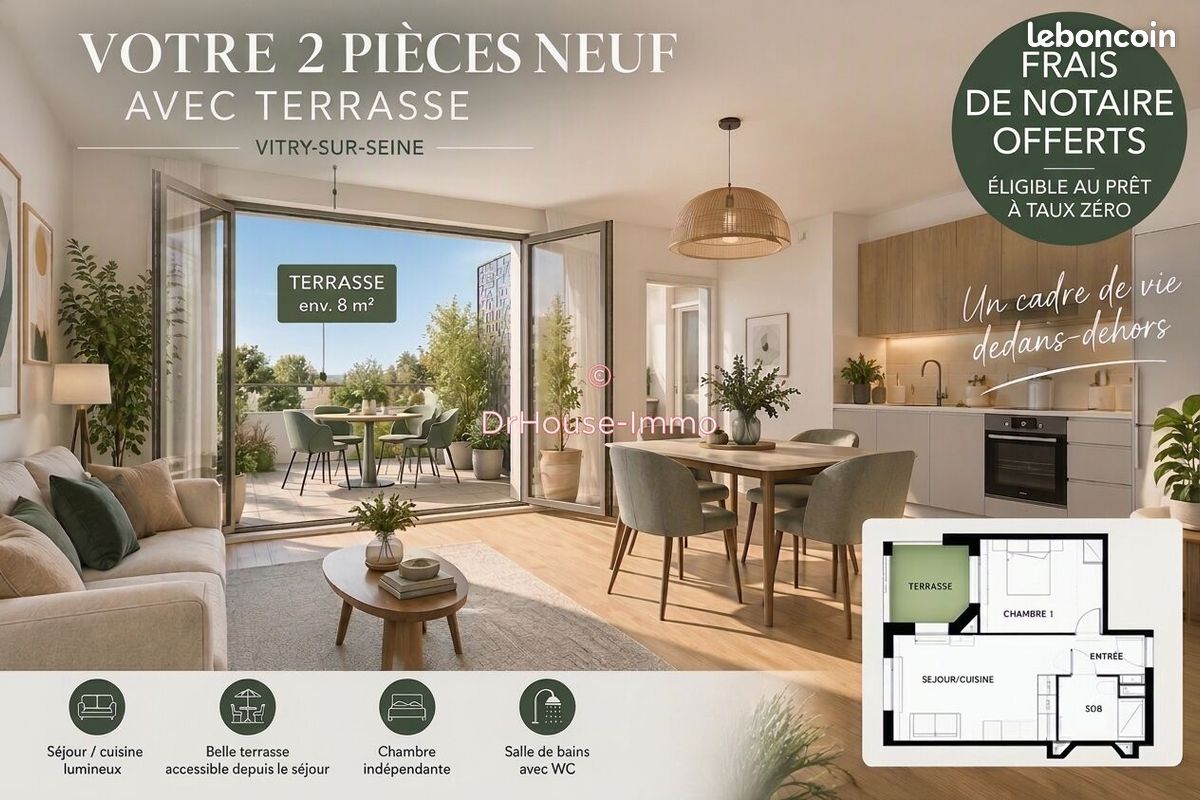 Appartement 2 pièces 41 m² · à Vitry-sur-Seine · 41 m² · 210 500 €