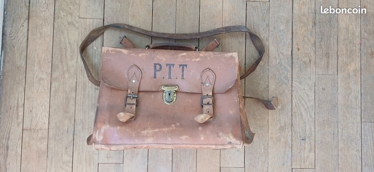 Vintage Boîte Caisse Range Valise Outil Ancienne Cuir Métal Noir