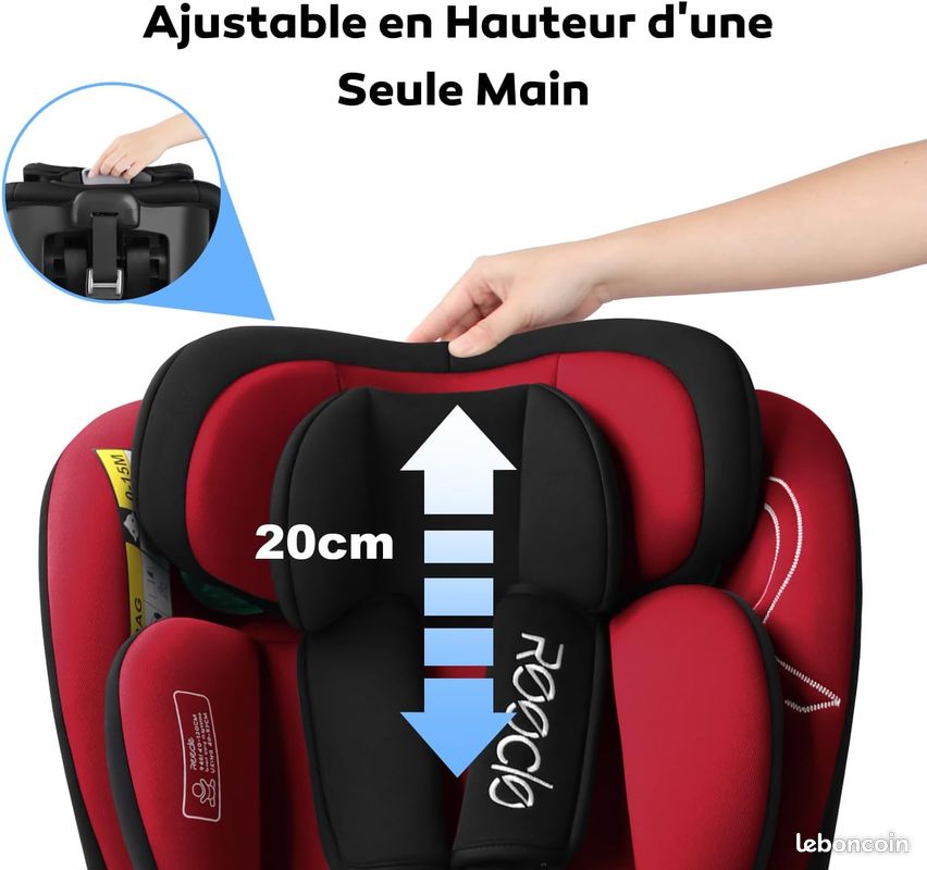 Siege auto NEUF Reecle i-Size Siège Auto 360 Pivotant ISOFIX 40-150 cm, de la naissance à 12 ans (0-36 kg), ECE R129 (Rouge) (image 3)