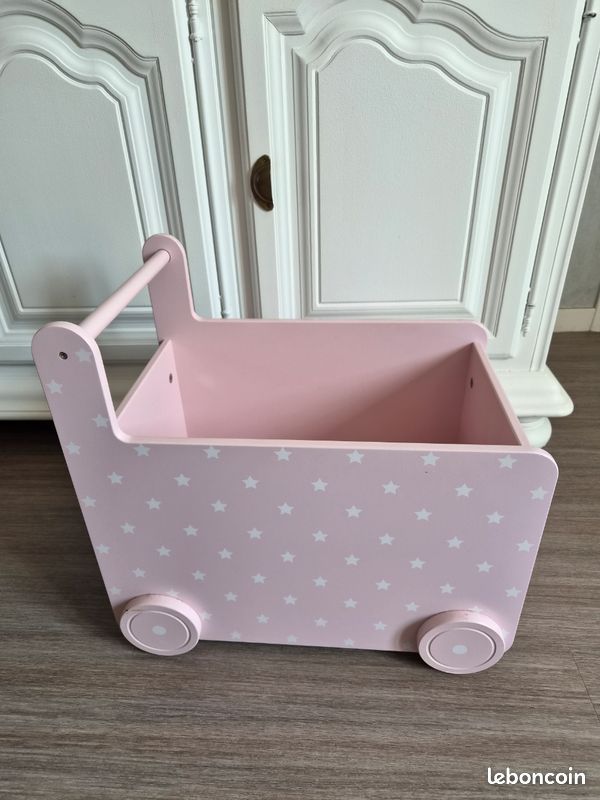 Coffre de rangement rose montessori coffre jouet enfant - Ciel & terre