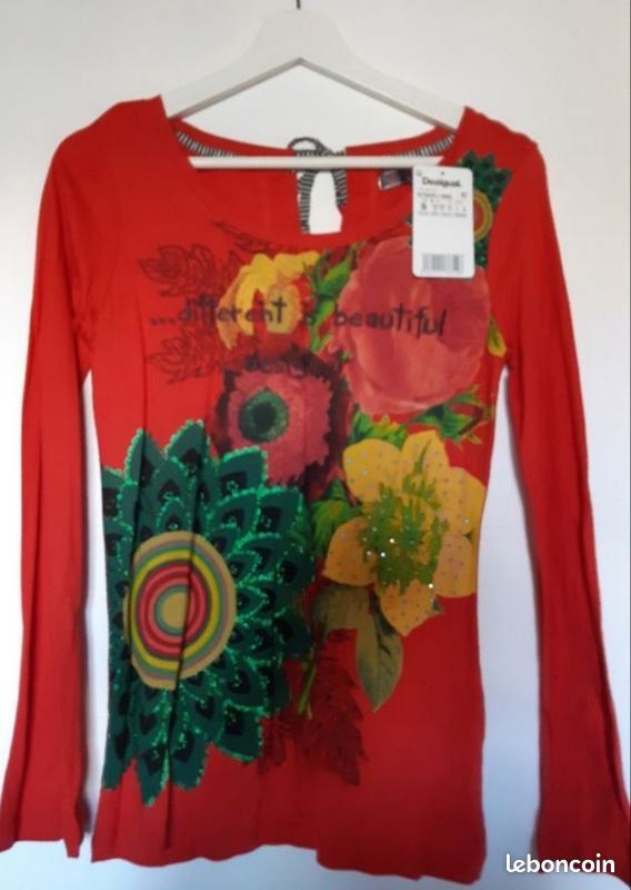 T-shirt Desigual En Coton Imprimé Multicolore - Taille S (36) - Occasion Très Bon état