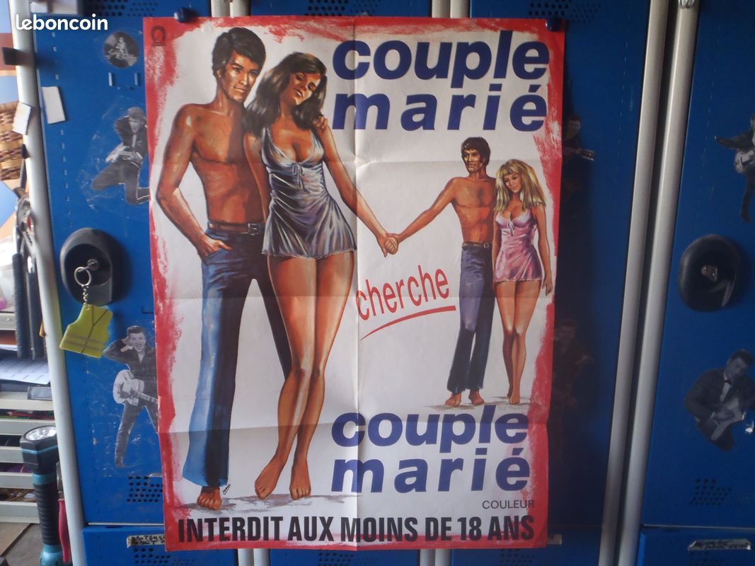 2 anciennes affiches de cinema erotiques chauds les teutons et couple marie  - Collection