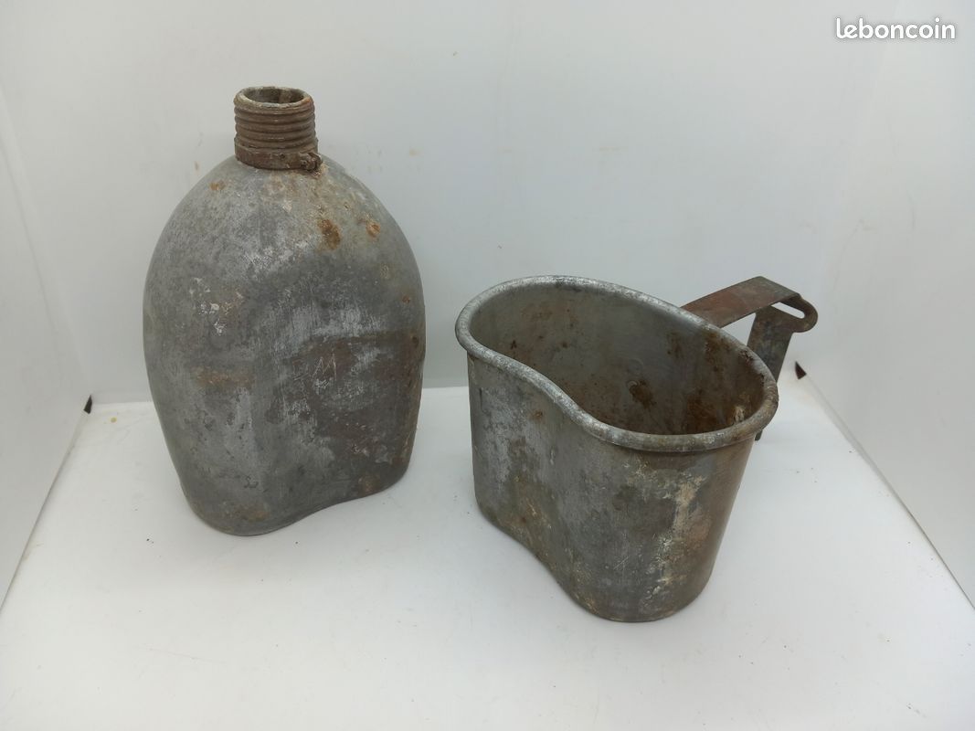 Gourde US WW1 avec Son Quart Modele M1910 Précoce Faite D Une Pièce Militaria (image 18)