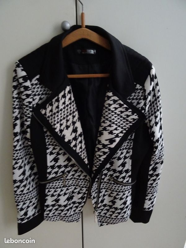 VESTE NOIRE ET BLANCHE pied de coq marque « 101 IDEES » (image 1)