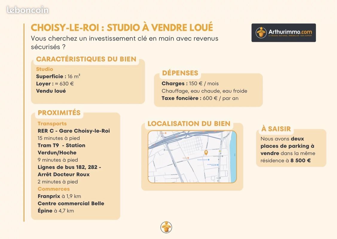 Appartement 1 pièce 16 m² · à Choisy-le-Roi · 16 m² · 158 000 €