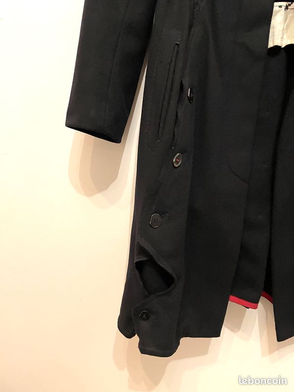 Manteau Redingote Noir En Laine Girbaud - Taille 38, Glamour Chic, Occasion Très Bon État