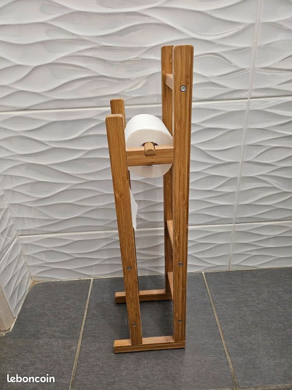 Woodquail Porte-Rouleau Papier Toilette Sur Pied En Bambou Naturel