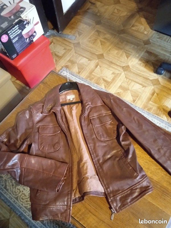Veste en cuir brun Naf Naf (image 1)