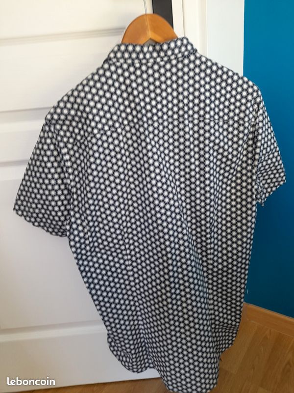 Chemise Devred Manches Courtes - Rayures Beige, Taille XL, Coton Régulier