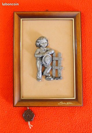 Cadre Ancien Étain Du Prince Portrait Enfant Bébé