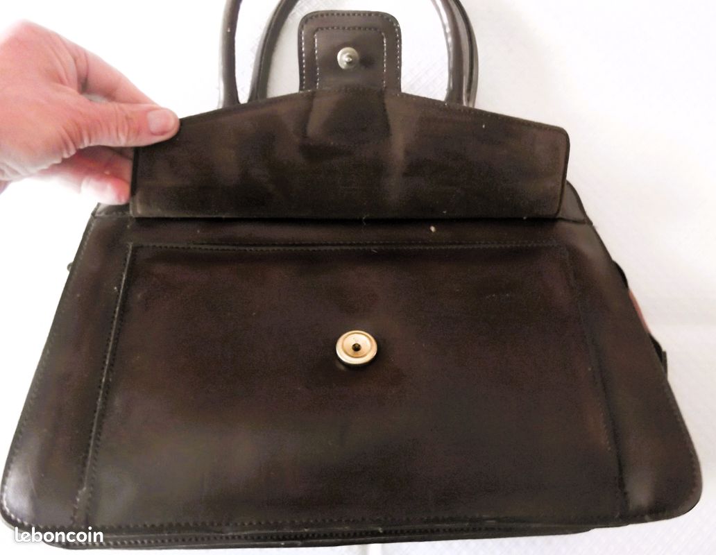 Sac à main vintage en similicuir marron (image 3)