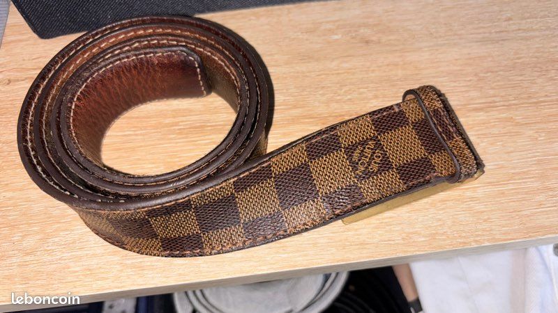 CEINTURE LOUIS VUITTON boucle inventeur toile damier ebene
