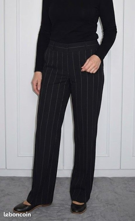 Pantalon Chic Noir Pour Femme - Taille 46, Coupe Droite, été - Neuf Sans étiquettes