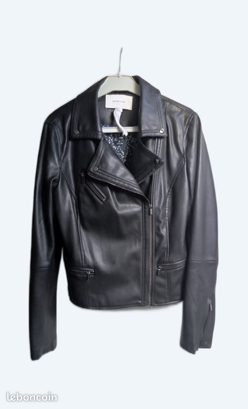 Blouson femme perfecto neuf 38 Promod simili noir Vêtements