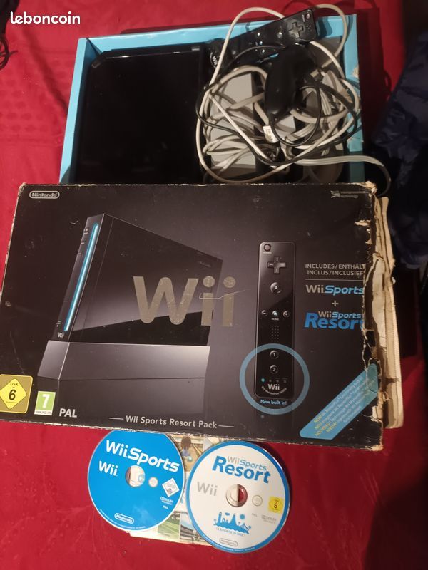 NIntendo Wii noire + socle + câbles + volant + Nunchuk – Fonctionnelle - Consoles