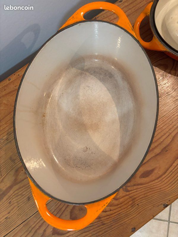 Cocotte Ovale En Fonte émaillée Le Creuset Doufeu Orange - Fabrication Française, Vintage