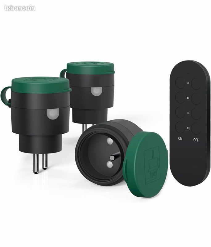 Prise Télécommandée Sans Fil 2300W – Lot De 3 Prises + 1 Télécommande, Portée 70m, Contrôle Facile à Distance