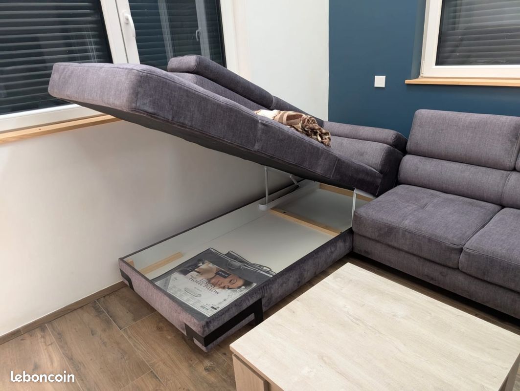 Canapé d’angle convertible avec coffre – État neuf (image 3)