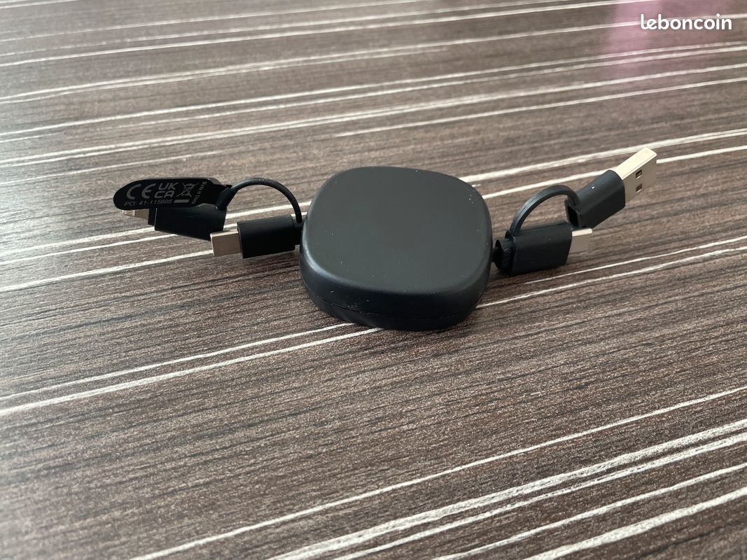 📱 Câble de recharge Rétractable Multi Embout 4 en 1, USB-C/USB-A vers Lightning/USB-Type C (image 2)