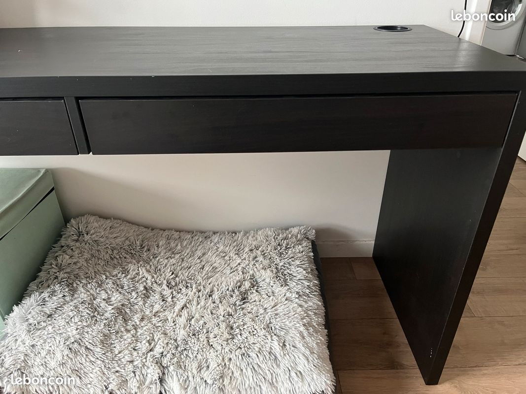 Bureau brun noir avec 2 tiroirs (image 1)