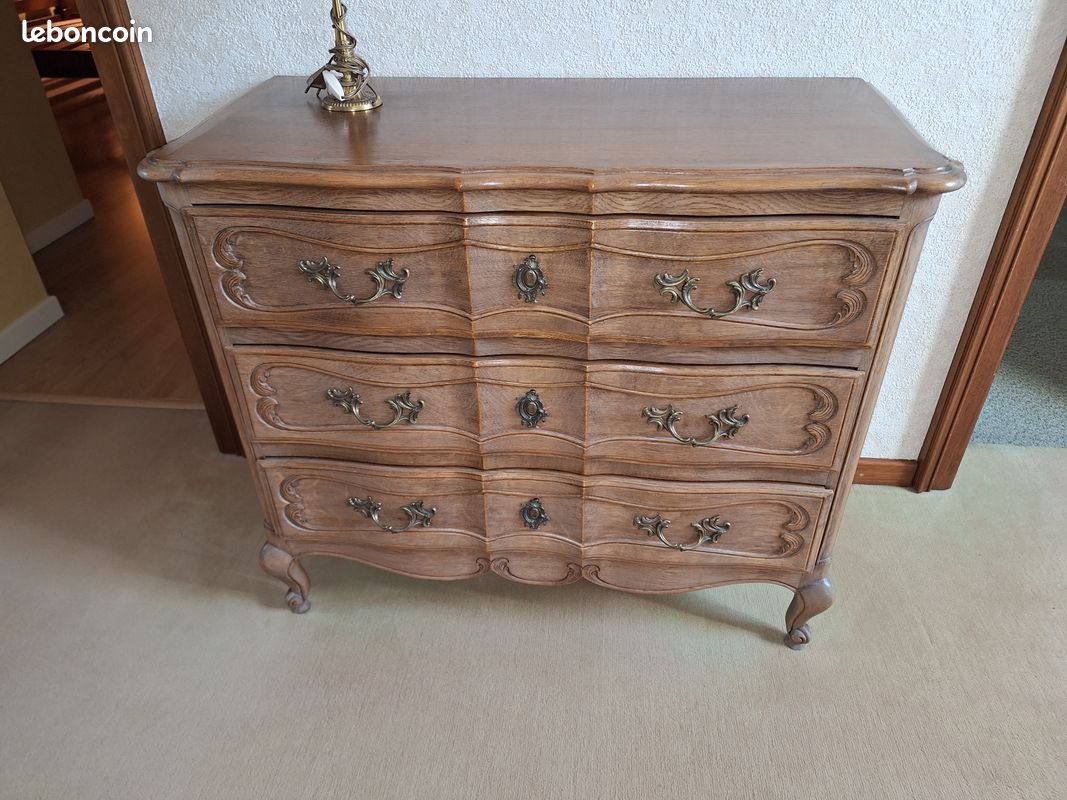 Commode 3 tiroirs chêne massif (image 1)