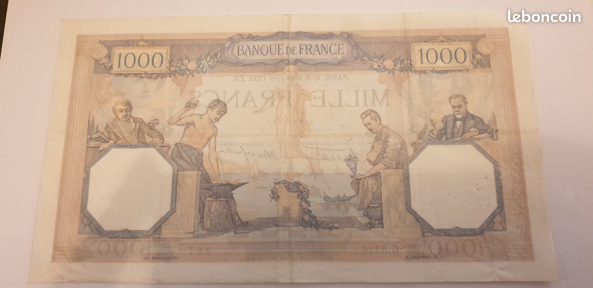 Billet BDF 1000Fr Cérès et Mercure (image 2)