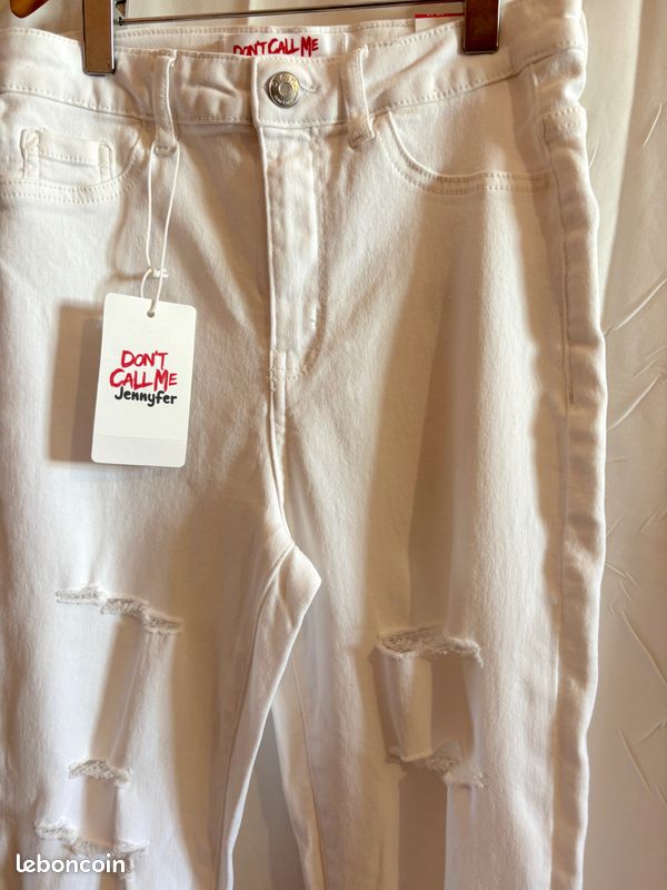 JENNYFER pantalon blanc jegging déchiré neuf taille w26 ou 36