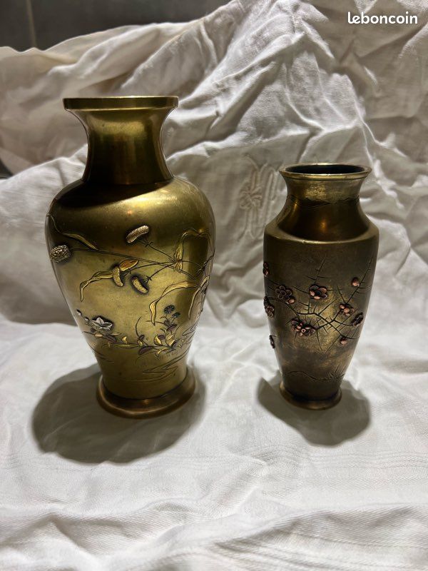 2 vases en bronze, chinois (image 3)
