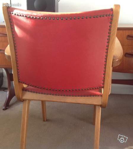 Chaise cocktail vintage design année 50 rouge (image 2)