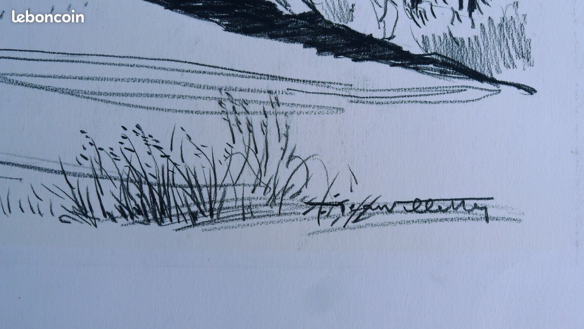 Dessin original à la pierre noire par Jean Villette (1913-2005) (image 4)