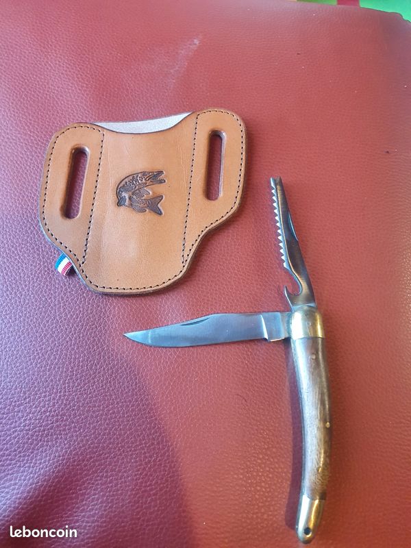 Pinces De Pêcheur Vintage – Avec Couteau Et Aiguiseur – Fourreau Cuir