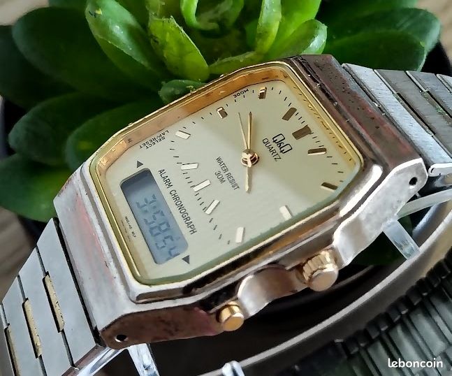 Montre Bracelet Q&Q Quartz – Occasion, Résistante à L'Eau, Unisexe Adulte