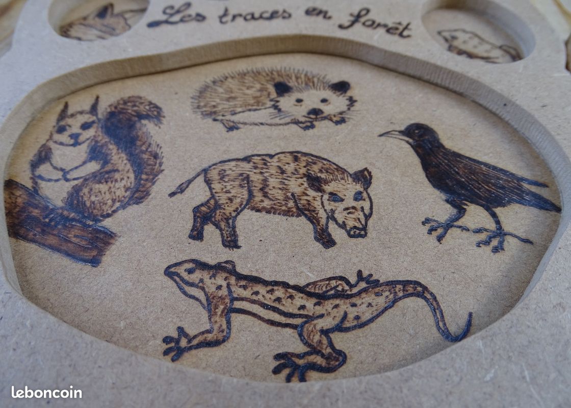 [Fait main][NEUF] Puzzle / jeu d'encastrement feuilles d'arbre, animaux, plantes (image 6)