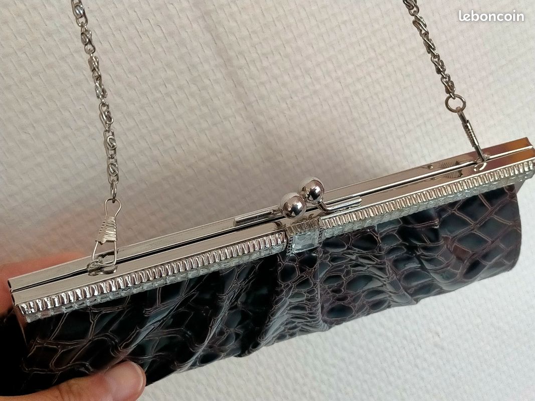Sac à Main CACHA CACHE Vintage - Similicuir Noir - Bandoulière - Occasion Parfait état