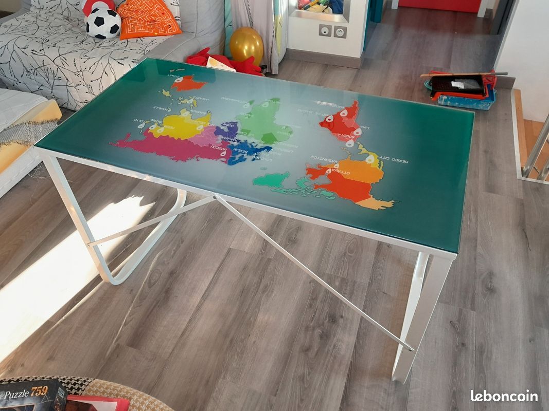 Bureau verre acier 120x60 (image 3)