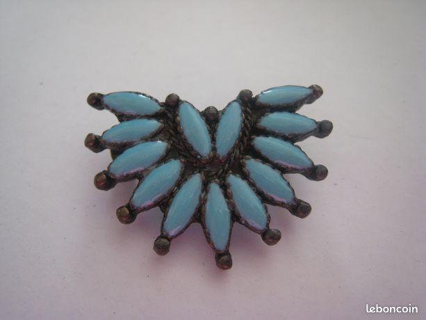 Broche argent, gros maillon entrelacé et martelé, Art Déco vers 1925-30