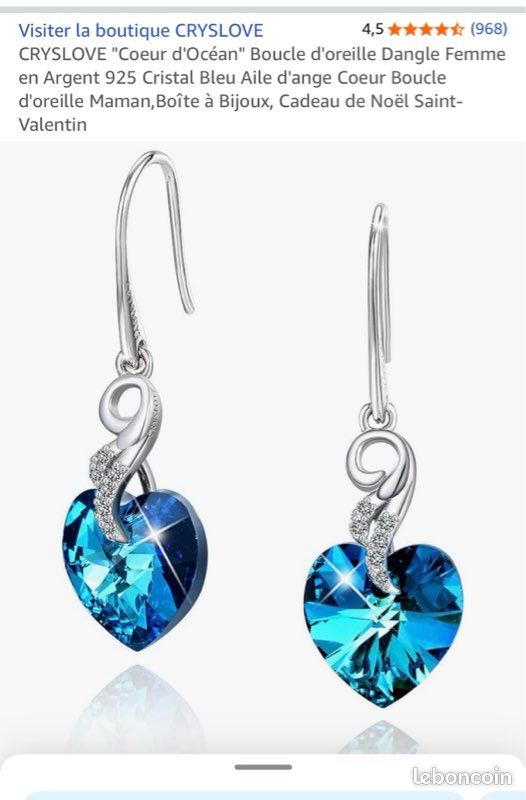 Boucles d'oreille Pendantes -Argent- Saphir Bleu - Achat / Vente boucle