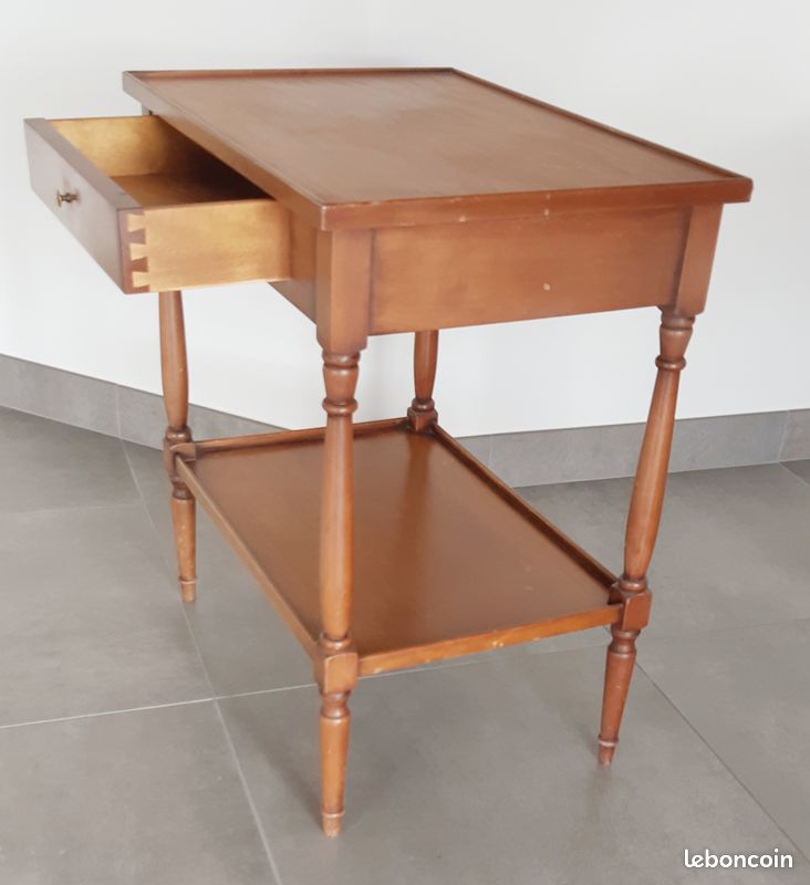 Meuble d’appoint, console, desserte, petite table, guéridon, bois merisier massif (image 2)