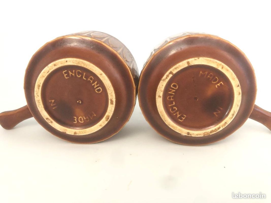 2 bols à soupe poelons vintage années 60 Made in England marrons céramique (image 2)